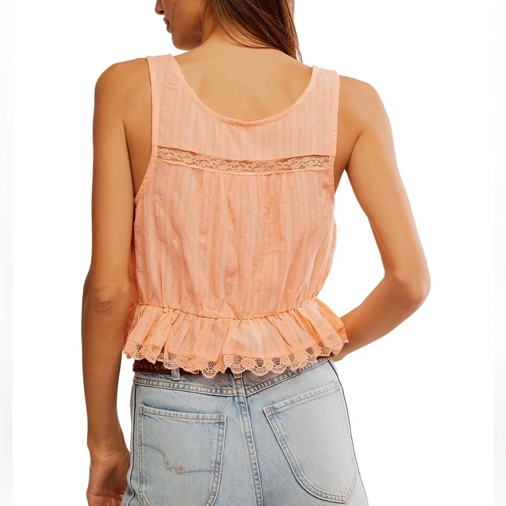 Free People Alana Lace Tank‎ Top, Size XSMALL
